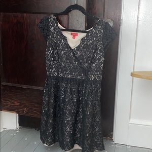 Tan and black lace dress